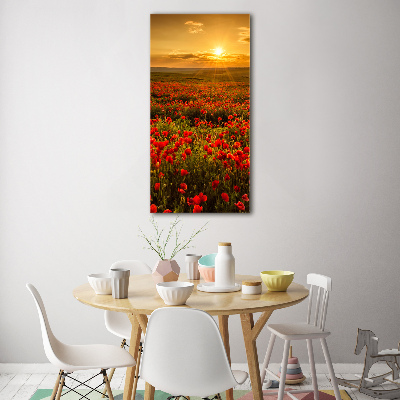 Verticaal glasschilderij Klaprozenveld