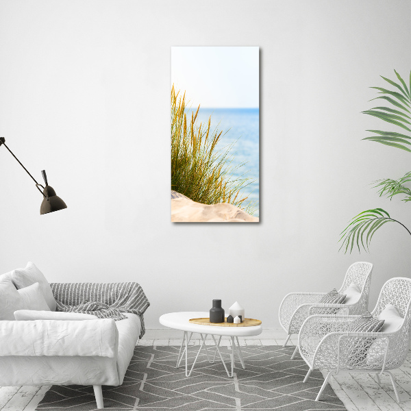 Verticaal glasschilderij duinen aan zee