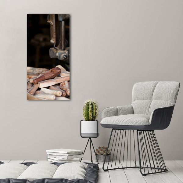 Verticale glasfoto Houten gereedschap