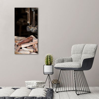 Verticale glasfoto Houten gereedschap
