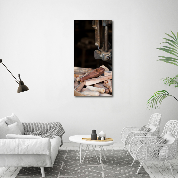 Verticale glasfoto Houten gereedschap