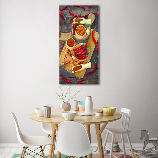 Verticale foto op glas Chilipepers