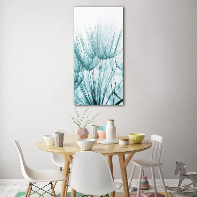 Verticale glasfoto Paardenbloemzaden