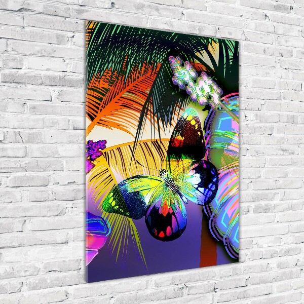 Verticale foto op glas Kleurrijke bloemen