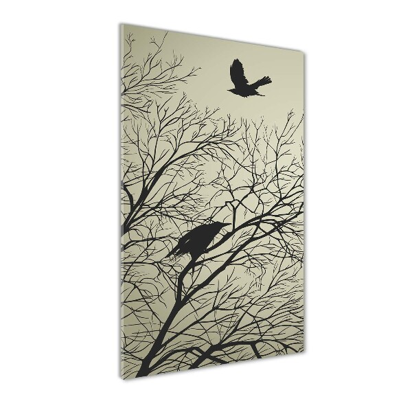 Verticale glasfoto Kraaien in een boom
