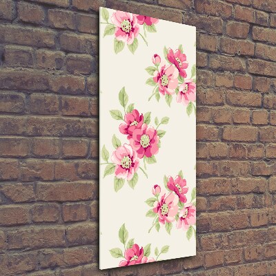 Verticale glasfoto Roze bloemen