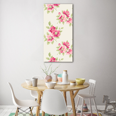 Verticale glasfoto Roze bloemen