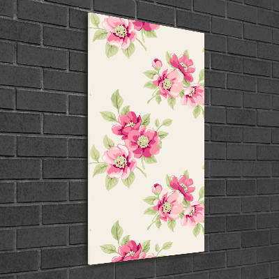 Verticale glasfoto Roze bloemen