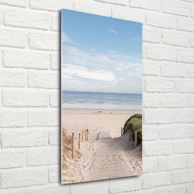 Verticale glasfoto Pad naar het strand