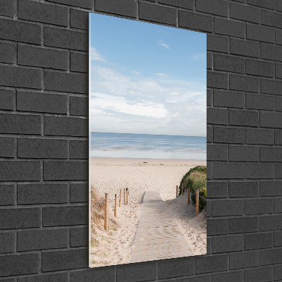 Verticale glasfoto Pad naar het strand