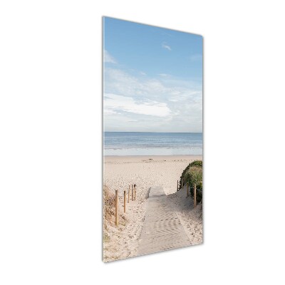 Verticale glasfoto Pad naar het strand