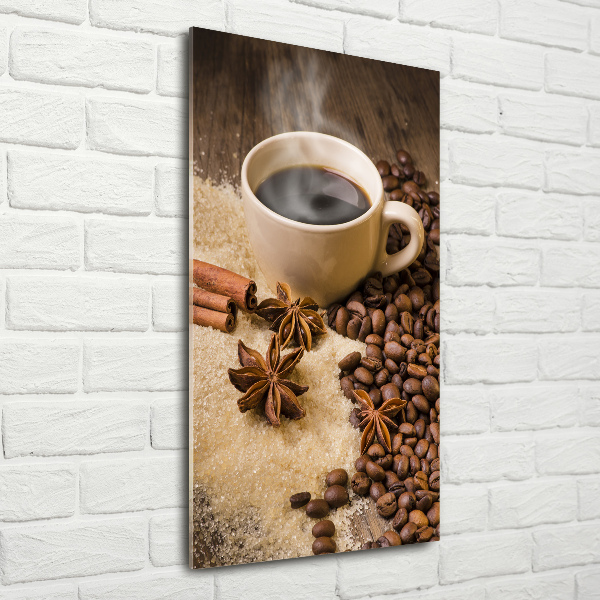 Verticale glasfoto Een kopje koffie