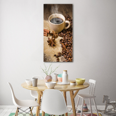 Verticale glasfoto Een kopje koffie
