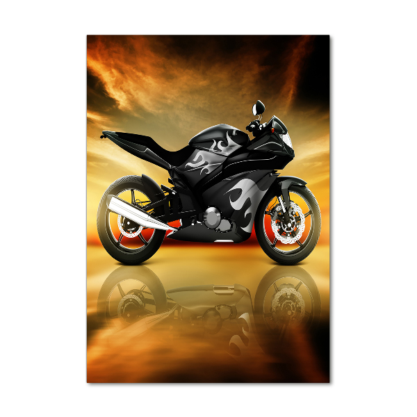 Verticale glasfoto Motorfiets