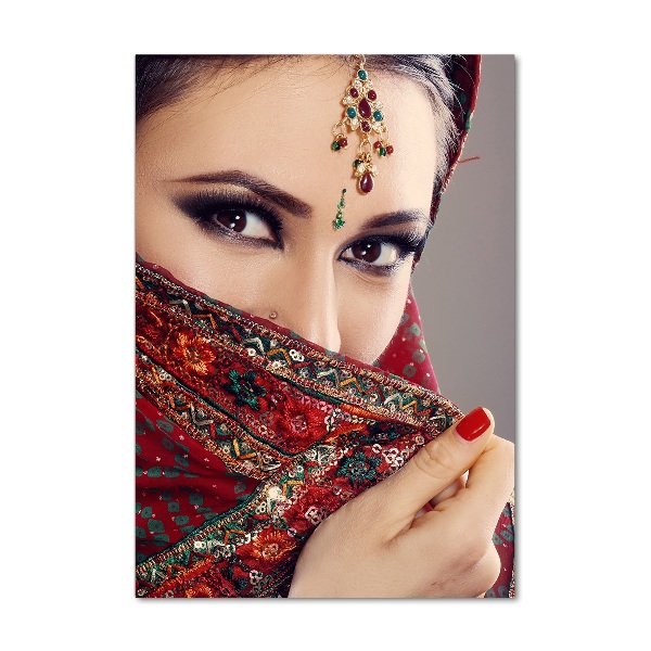 Verticaal glasschilderij Indiase vrouw