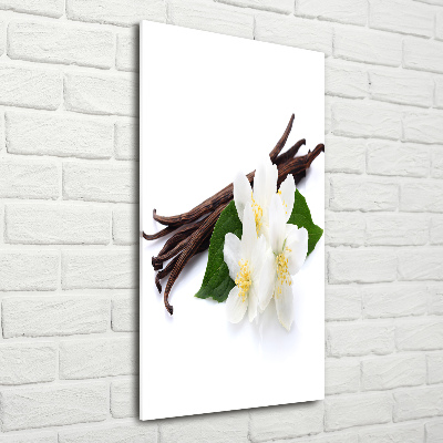 Verticaal glasschilderij Jasmijn en vanille