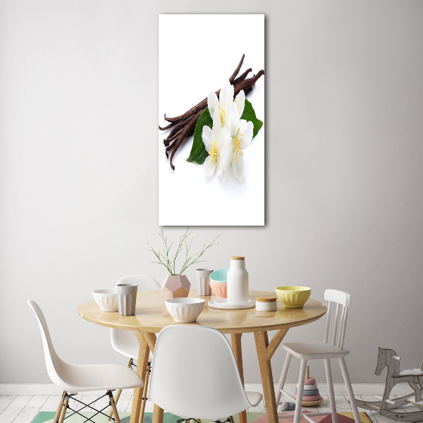 Verticaal glasschilderij Jasmijn en vanille