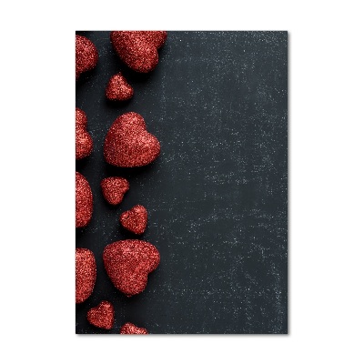 Verticale foto op glas Harten op het bord
