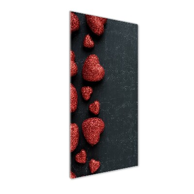 Verticale foto op glas Harten op het bord