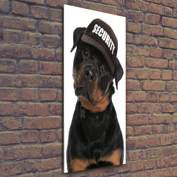 Verticale glasfoto Rottweiler met pet