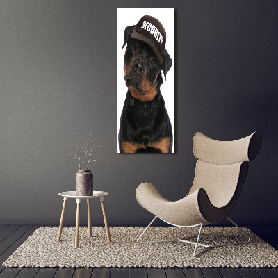 Verticale glasfoto Rottweiler met pet