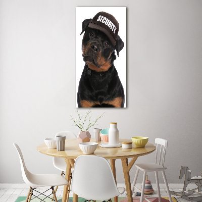 Verticale glasfoto Rottweiler met pet