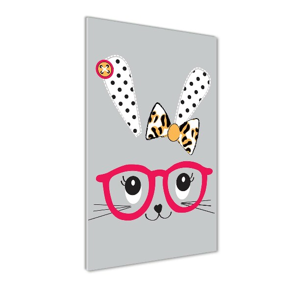 Verticale foto op glas Konijn met bril