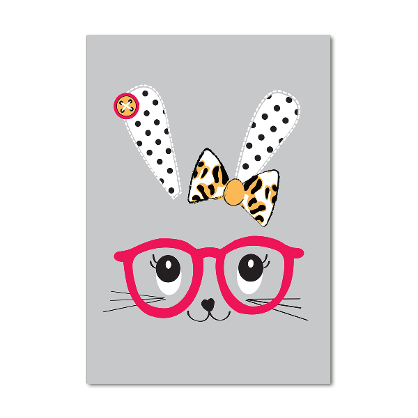 Verticale foto op glas Konijn met bril