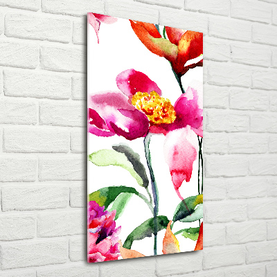 Verticale glasfoto Wilde bloemen