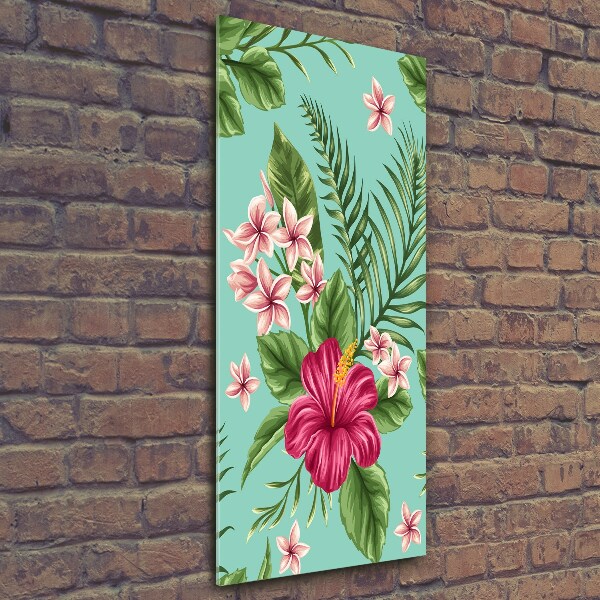 Verticale glasfoto Hawaiiaanse bloemen