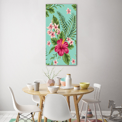 Verticale glasfoto Hawaiiaanse bloemen