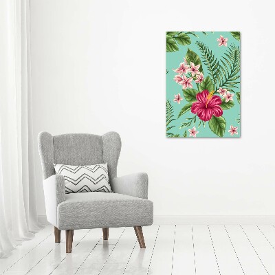 Verticale glasfoto Hawaiiaanse bloemen