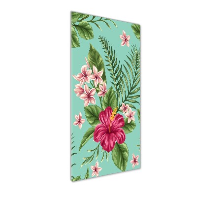 Verticale glasfoto Hawaiiaanse bloemen