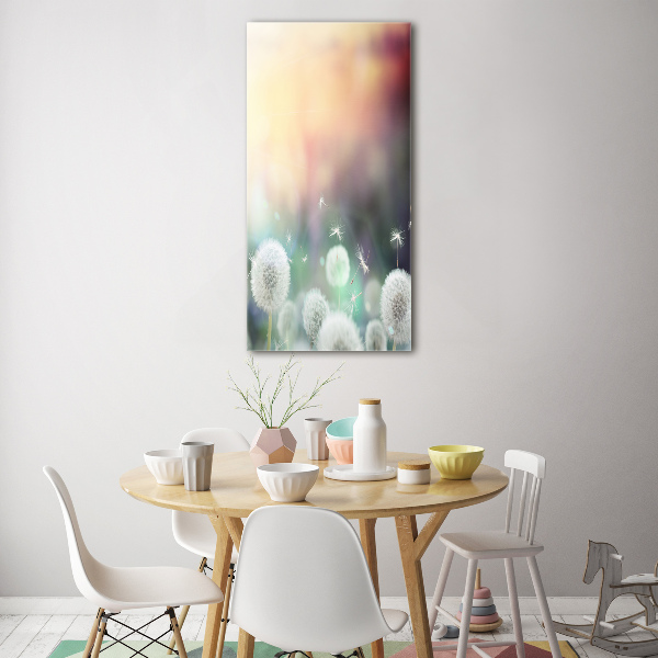 Verticale glasfoto Paardenbloemen