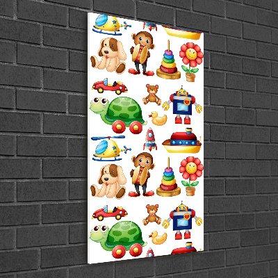 Verticale glasfoto Speelgoed