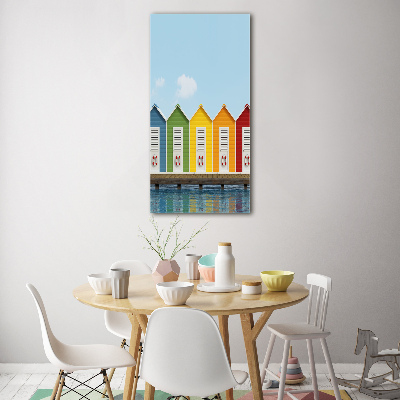 Verticale glasfoto Strandhutten