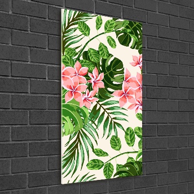 Verticale glasfoto Hawaiiaanse bloemen