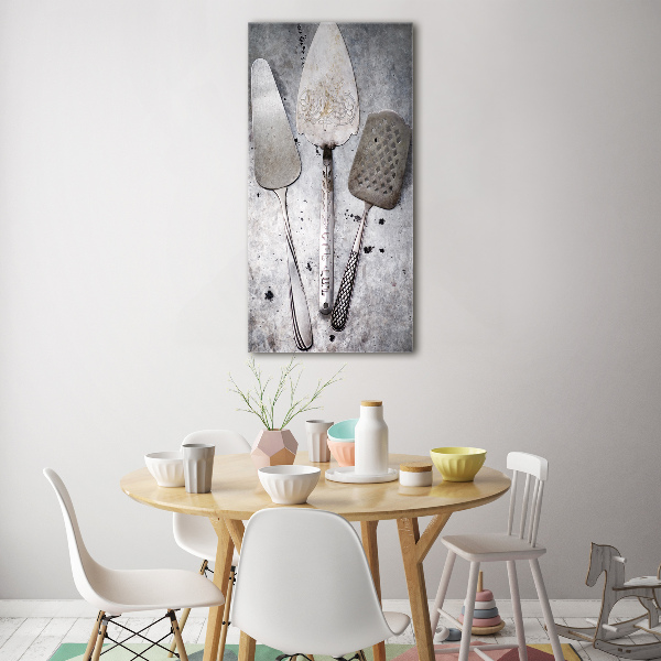 Verticale foto op glas Metalen bestek