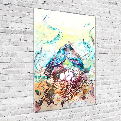 Verticaal glasschilderij Familie