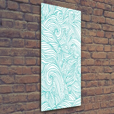 Verticale glasfoto Blauwe golven