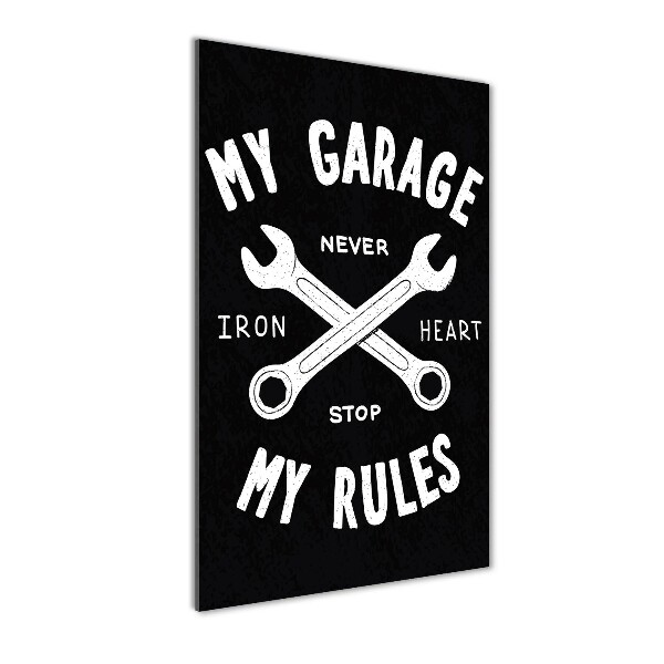 Verticale glasfoto Mijn garage