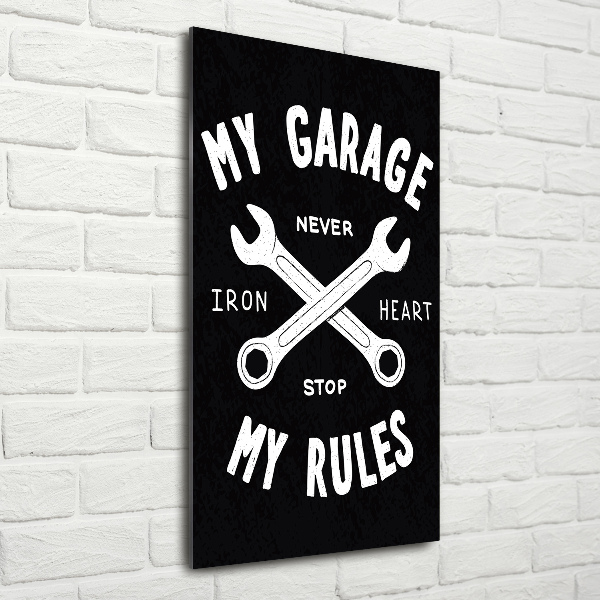 Verticale glasfoto Mijn garage