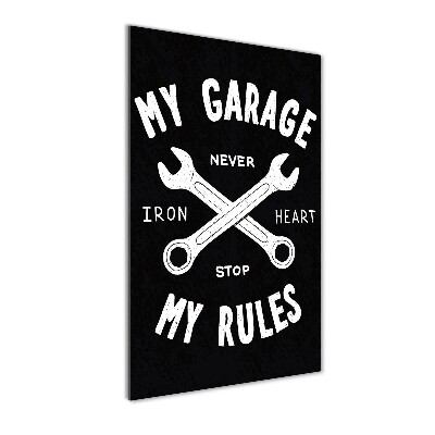 Verticale glasfoto Mijn garage