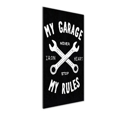 Verticale glasfoto Mijn garage