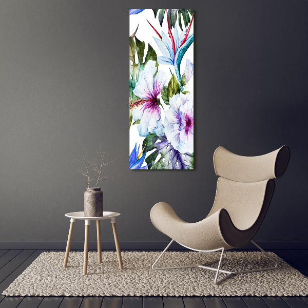 Verticale glasfoto Hawaiiaanse bloemen