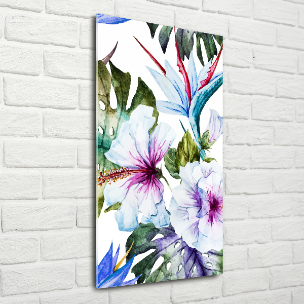 Verticale glasfoto Hawaiiaanse bloemen