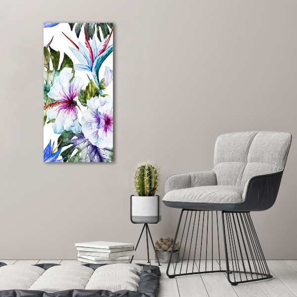Verticale glasfoto Hawaiiaanse bloemen