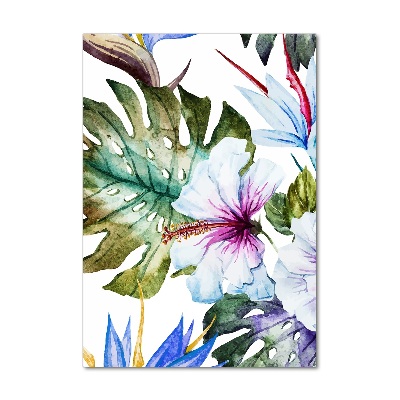 Verticale glasfoto Hawaiiaanse bloemen