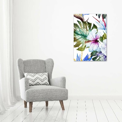 Verticale glasfoto Hawaiiaanse bloemen