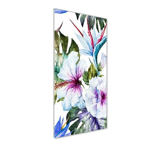 Verticale glasfoto Hawaiiaanse bloemen